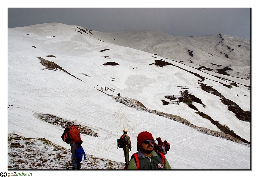 Trekking between snow to Talhouti in Kadar Kantha