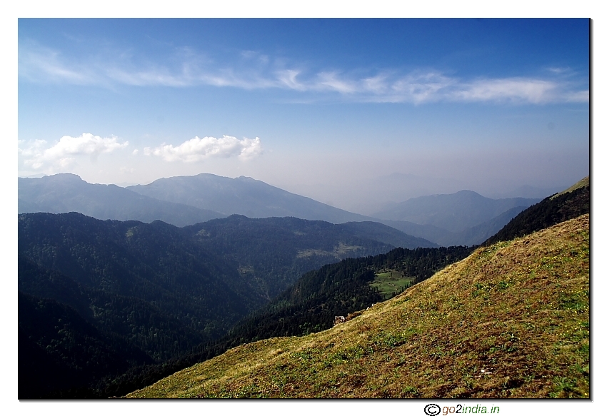 Valley view from peaks during trekking to Talhouti