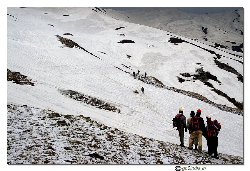 Snow patches during trekking