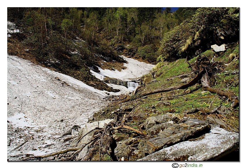 Glaciers on the way to Dhunda from Lohasu Thatch trekking