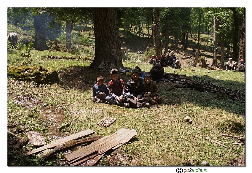 Kids of Garhwal during trekking to lower camps