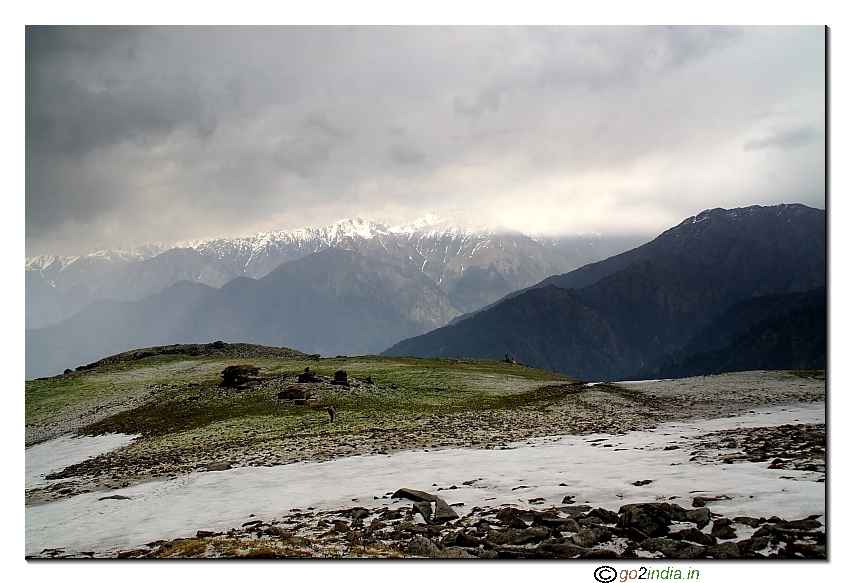 On snow patches during trekking