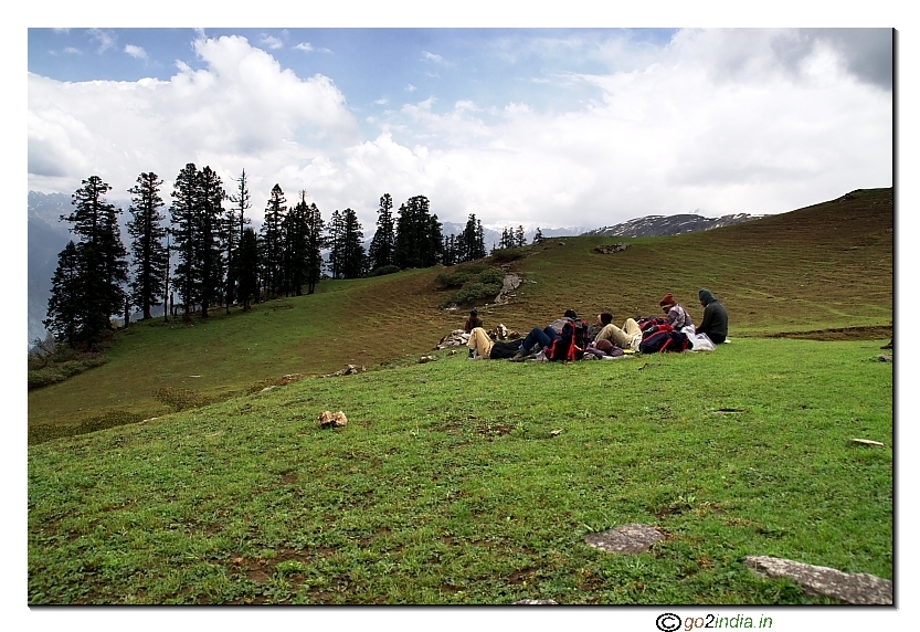 Taking rest during trek