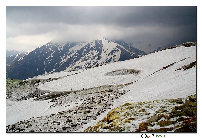 On the way through snow during trekking to Talhouti