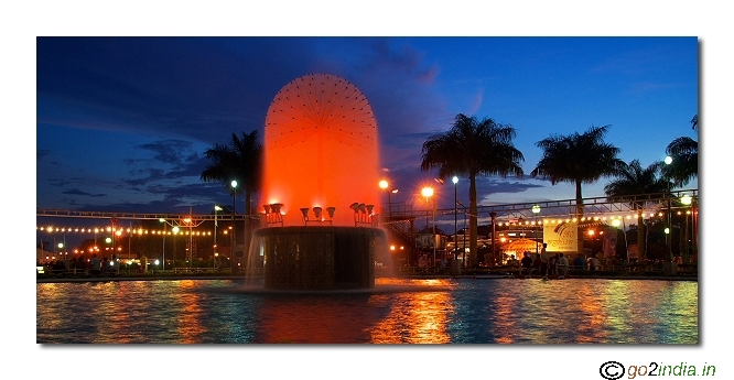 fountain at Mysore exhibition grounds during dussera