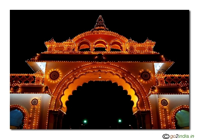 close up of maha dwara at mysore exhibition grounds