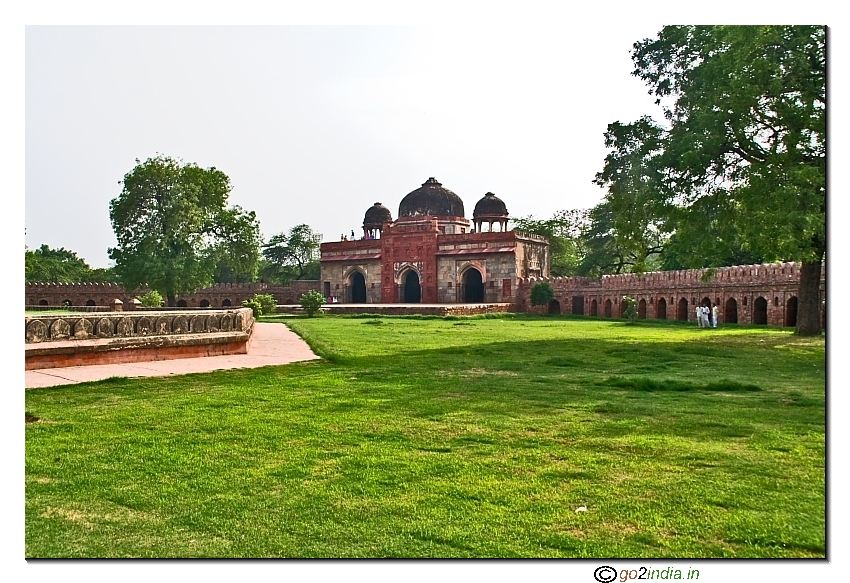 The green lawn around Isa Khan Niyazi tomb near Humayuns tomb
