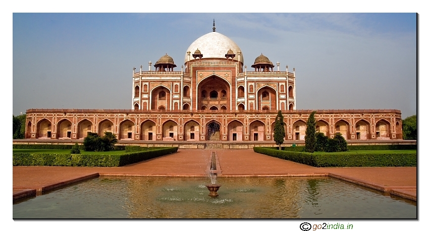 The main structure of Humayuns Tomb at Delhi from a distance 