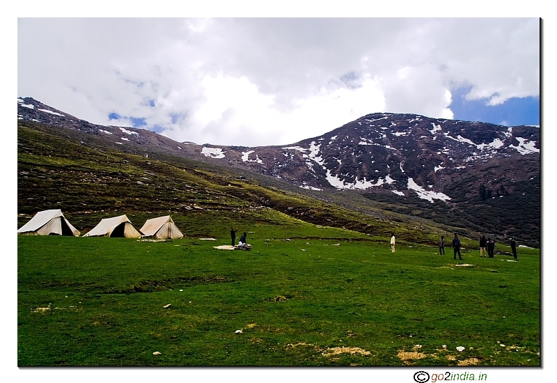 Higher Camp below the Kedarkantha hill during trekking