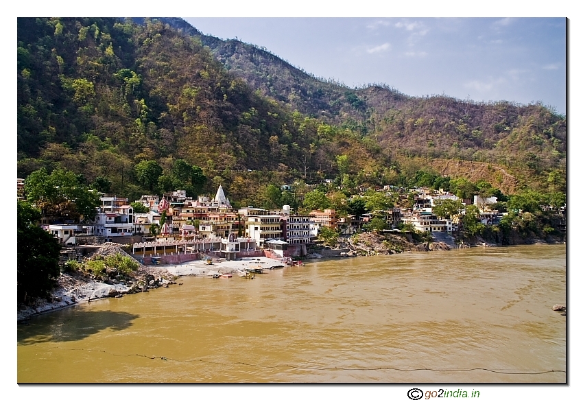 Ganga from Laxman Jhula bridge at Rishikesh flowing 