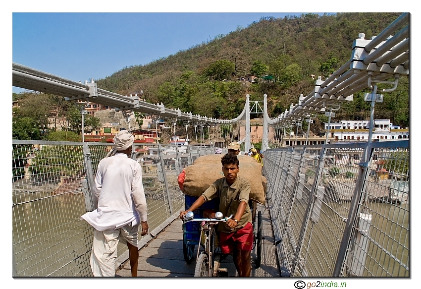 The new Ram Jhula bridge at down streem of Ganga at Rishikesh