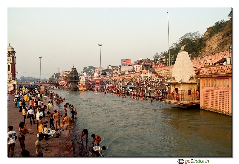Taking bath on river Ganga at Haridwar Hari-Ki-Pauri area