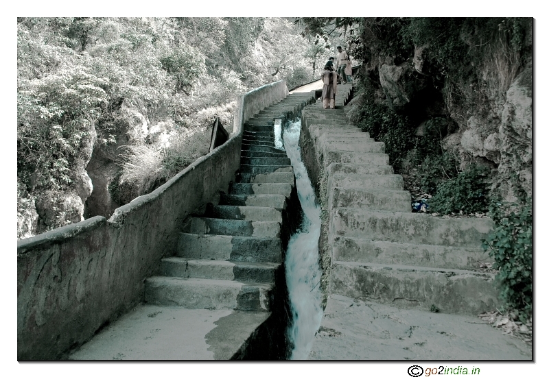 Small stream of water by the side of Kempty water fall at Mussoorie