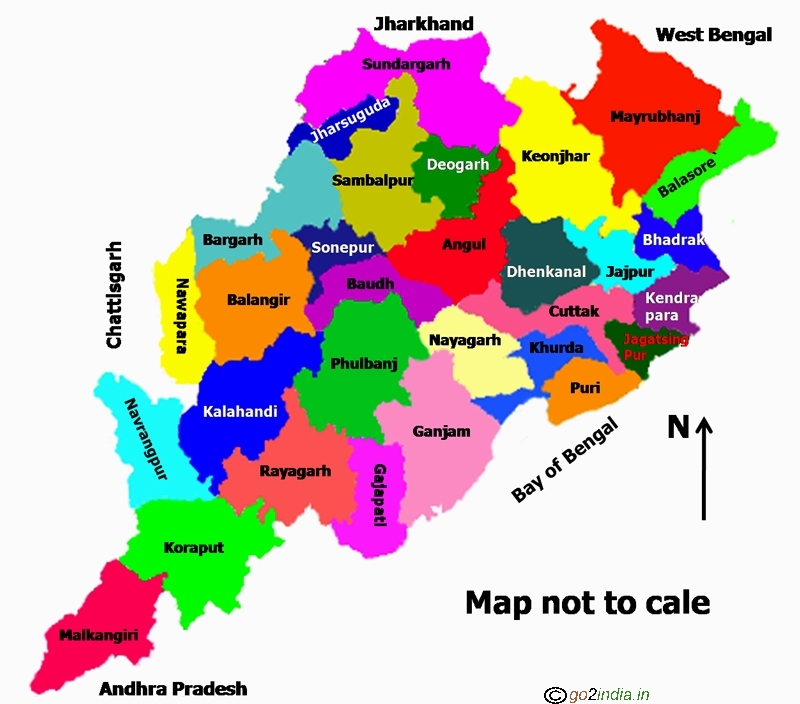 Orissa state map showing districts