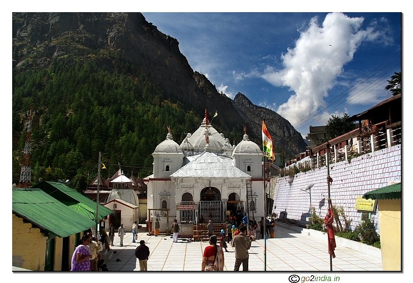 Gangotri temple by the side of river Bhagirathi - Ganga in Uttarakhand