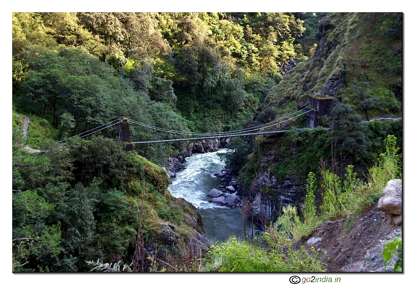 Hanging bridge over river Bhagirathi 