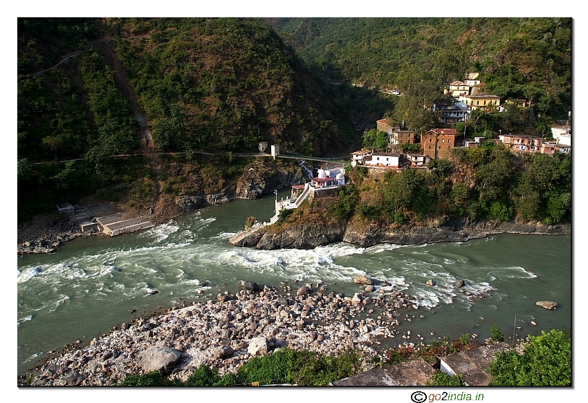 Confluence of river Mandakini & Alaknanda at Rudraprayag in Uttarakhand
