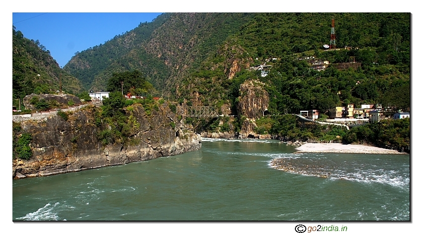 River  Alaknanda and Pindar confluence at Karanprayag