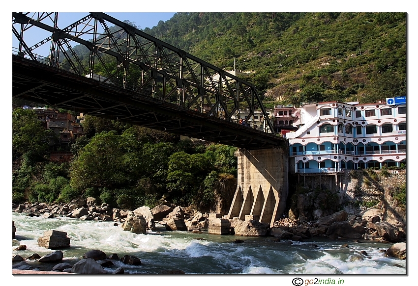 A bridge over river Alaknanda before the confluence at Karanprayag