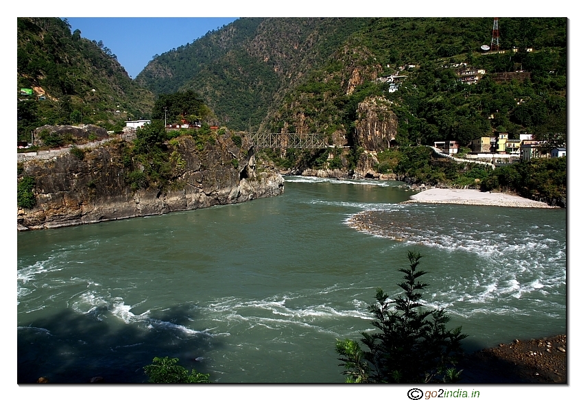 Confluence of Alaknanda & Pindar river at Karanprayag