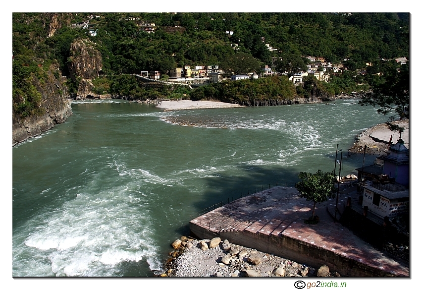 Confluence of Alaknanda and Pindar river at Karanprayag