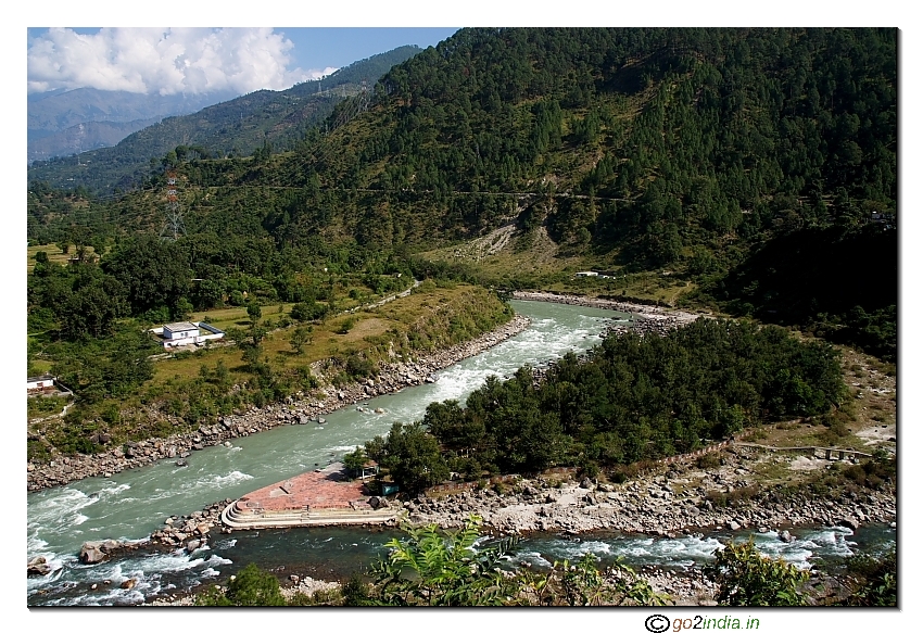 Nandakini and Alaknanda confluence at Nandaprayag