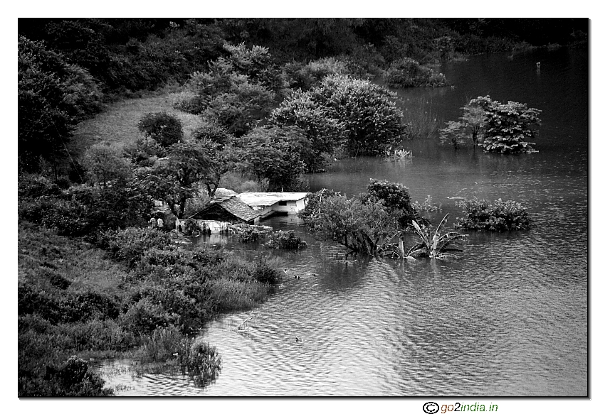 River water of Bhagirathi due to Tehri dam over a house