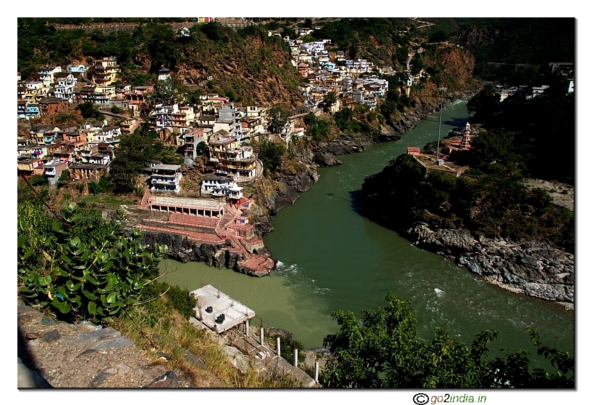 Left side Bhagirathi and right side Alaknanda joining