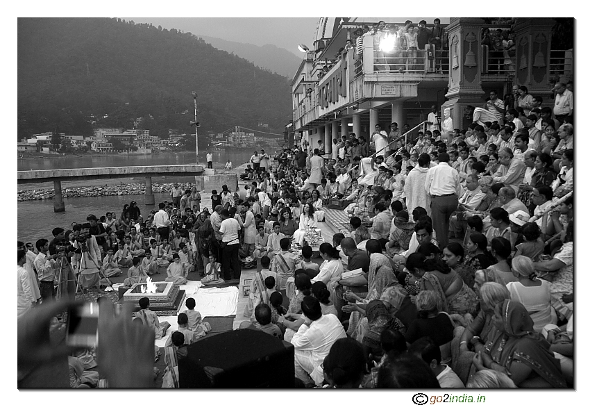 Ganga Arati by the side of river at Rishikesh