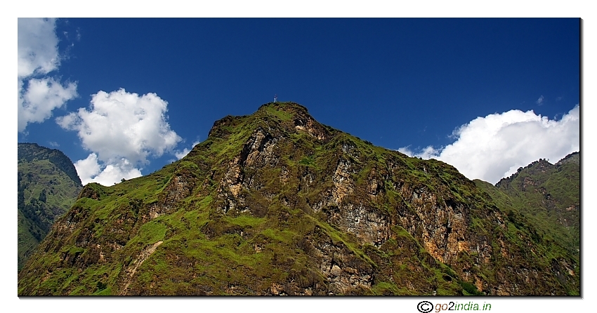 Mobile tower at the top of a hill before Joshimath