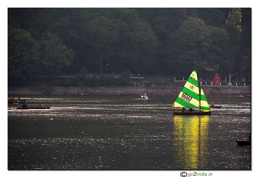 Yacht from a distance at Naini Lake 