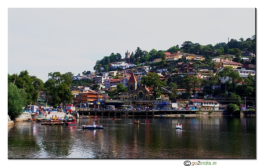 Town on the hills by the side of Naini Lake 