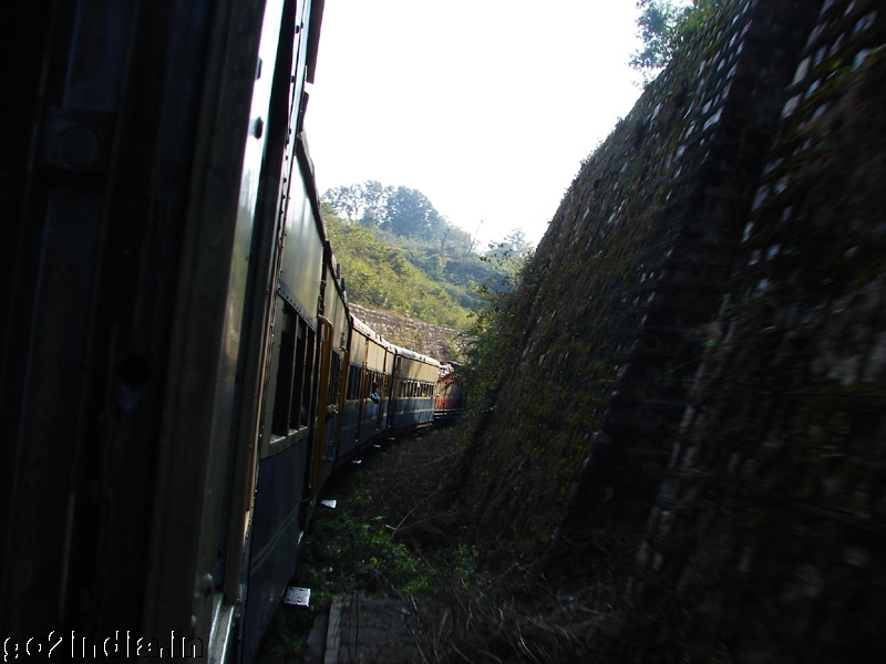 Train between walls