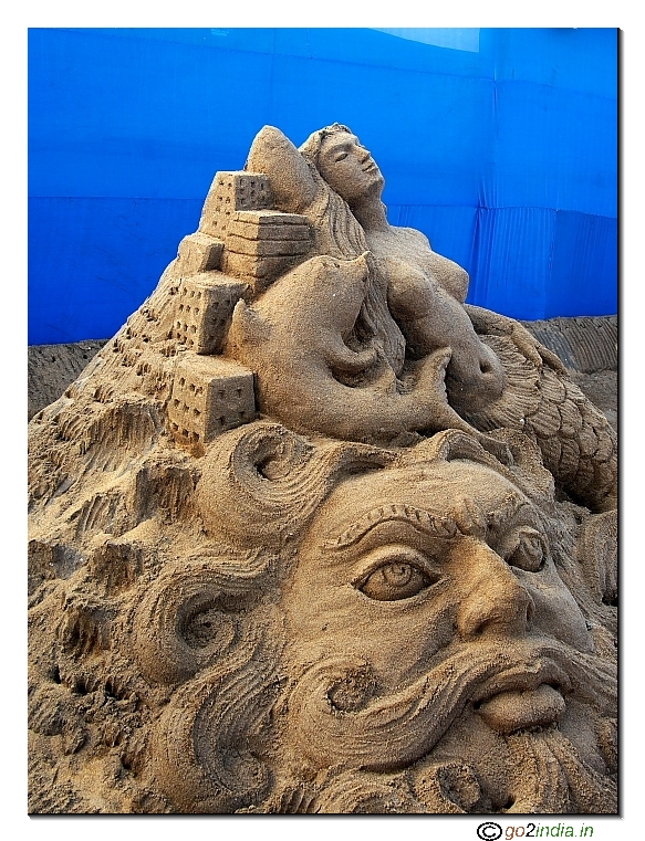 Sand art at beach area of Puri