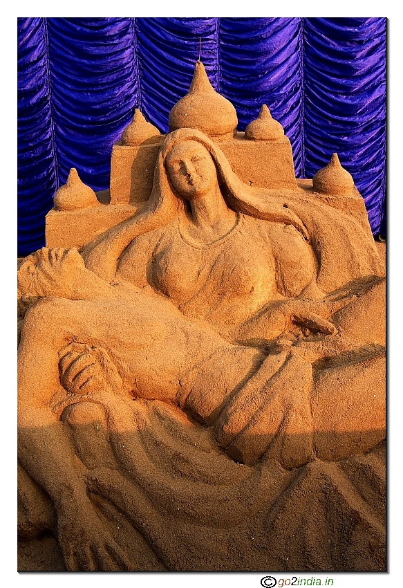 Sand art in beach area of Puri