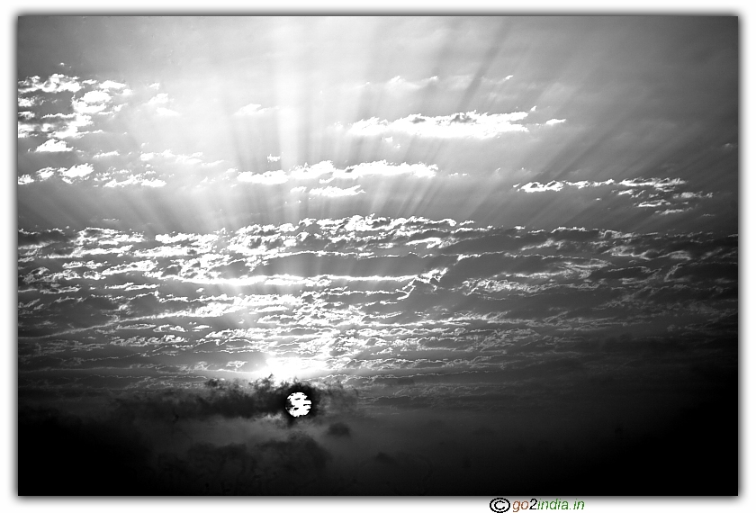 Early morning Sun rays emerging