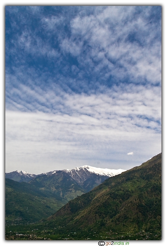 Snow covered  peak at Naggar near Manali