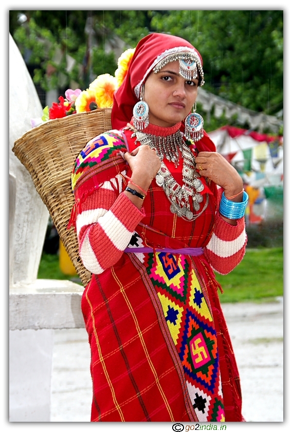 Portrait of Himachal Pradesh lady in traditional dress