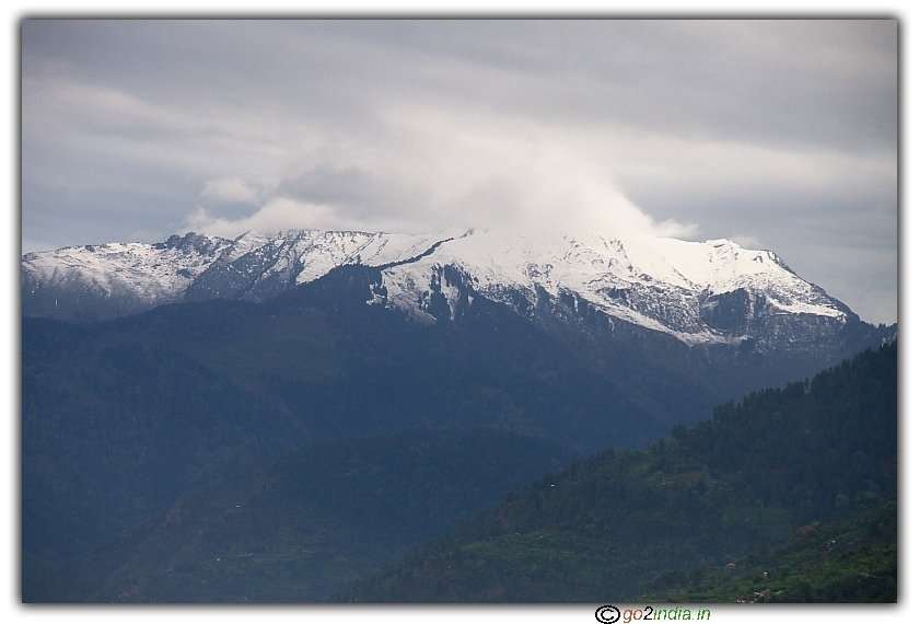Ice covered peak at Naggar near Kullu Manali
