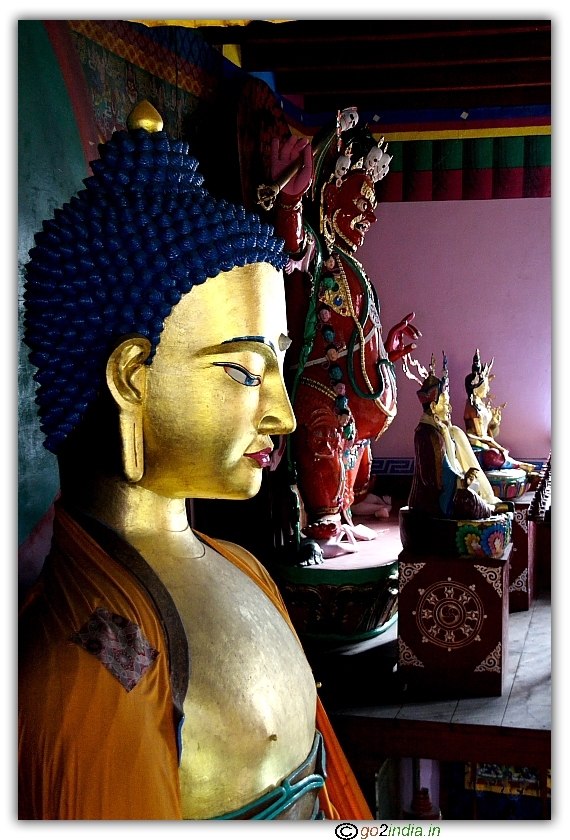 Right side view of Buddha statue at manali Buddhist Monastery