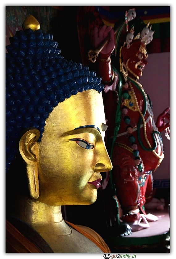 Close view of face of Buddha statue