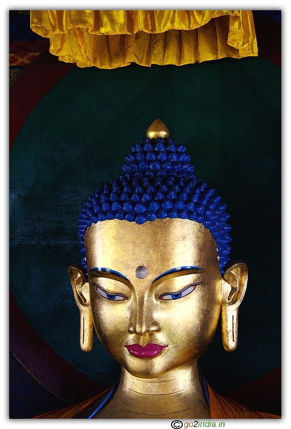 Front view of Buddha face at Manali buddhist Monastery