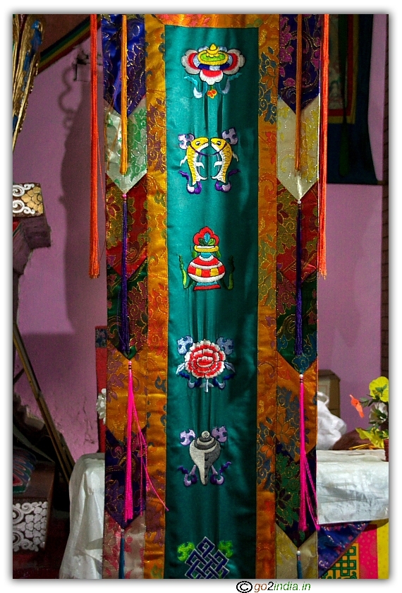Art on cloth inside Buddhist Monastery at Manali