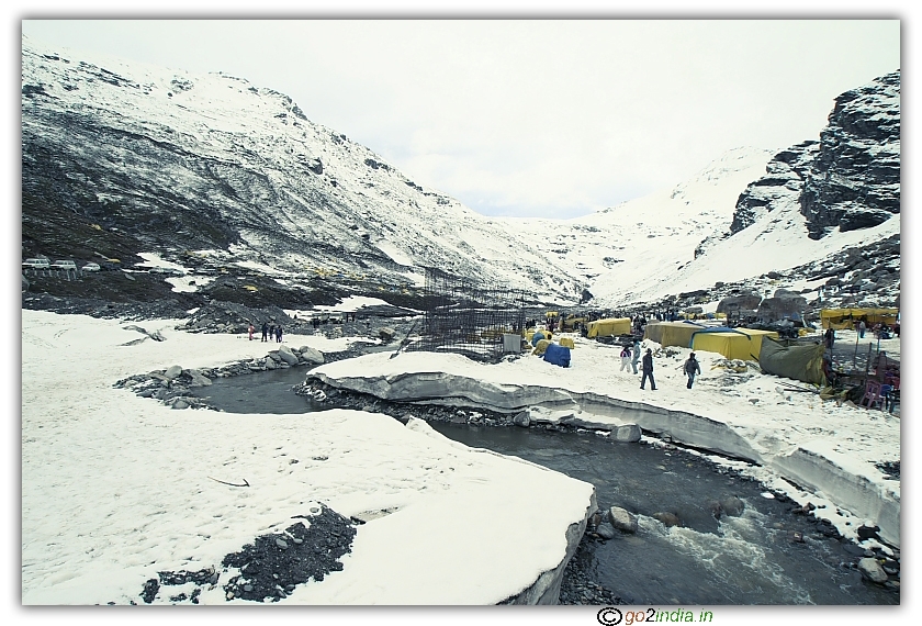 Water melting down from snow at Marhi