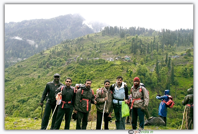 Trekkers before starting to Sarpass at Unchdhar