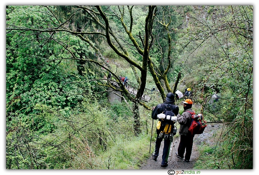 Before crossing a small bridge on a tributory to Parvati river