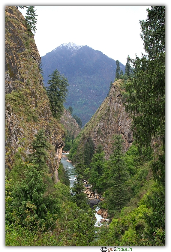 Valley view through the river flow