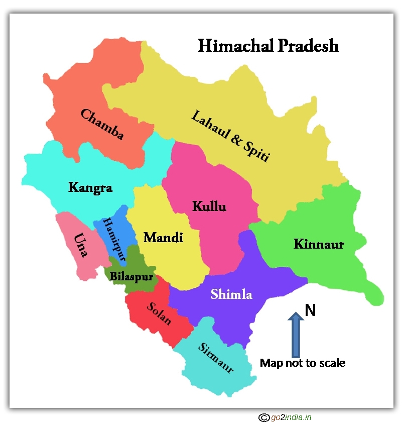 Himachal Pradesh map showing districts