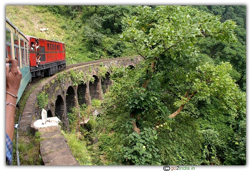 Himalayan Queen over a bridge on the way to Shimla