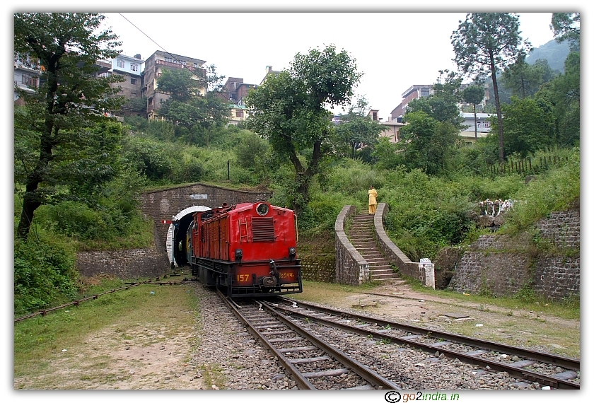 Train coming out of tunnel on the way to Shimla